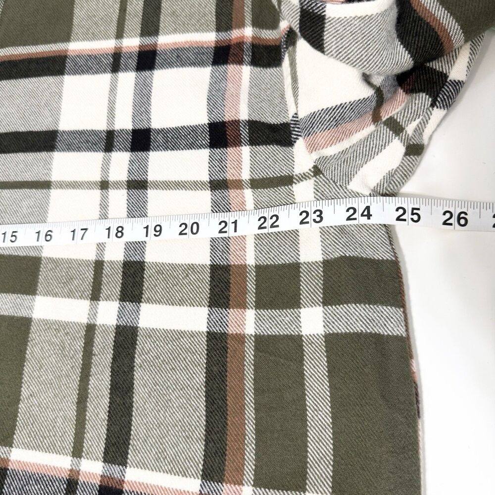 Madewell Bromley Green Plaid Flannel Shirt Womens L Button Front Long Sleeve - Picture 9 of 10